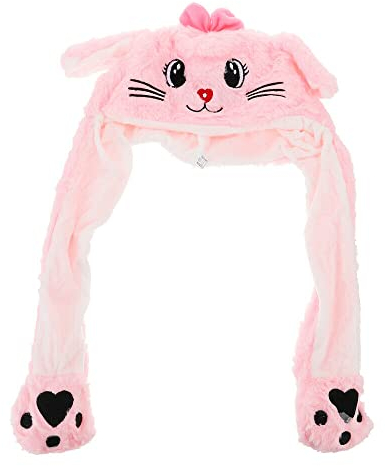 Coole Mütze für Jungen und Mädchen, Kinder, bewegliches Pop-Up-Ohr, Tiermütze, Festival-Geschenke, Weihnachten (Kätzchen, Rosa)
