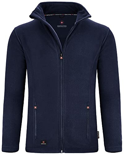 Northster Giacca in pile da uomo – Morbida e calda giacca in pile da uomo – Giacca in pile da uomo – regola l'umidità, materiale in micropile per un comfort ottimale, blu navy, XL