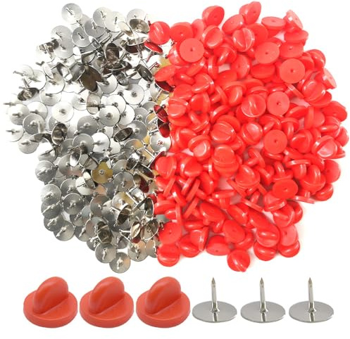 Yosawa 100Pcs PVC Lapel Pin Backings Rubber Pin Safety Backs for Brooch Tie Hat Badge Insignia (Red)