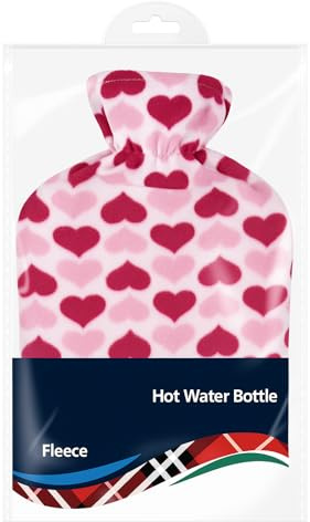 2 l varmvattenflaska med lock UK – naturgummi 2 liter varmvattenflaska – perfekt varmvattenflaska för smärtlindring, handfotsvärmare och kall komprimering (krämflaska med hjärtskydd)