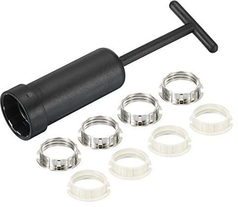 sourcing map 1 Satz 9 Stück G9 Lichtsockelringe Lampe Schirmhalter Ring Metall Ersatz mit Entfernung Werkzeug Silberton, weiß