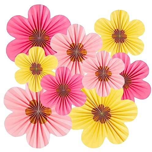 SUNBEAUTY 9 Stück Papier Fächer Dekoration Papierblumen zum Aufhängen Blau Hellviolett Orange Blau Blumen Papier Girlande für Hochzeit Geburtstagsdeko Tischdeko Baby Shower Frühling Sommer Deko