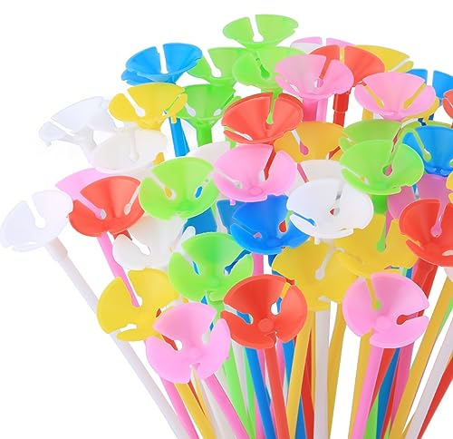 100 Stück Ballonstangen Luftballons, Luftballon Halter, Wiederverwendbar Luftballons Plastikstäbe, Luftballon Ständer, Luftballons Halter Zubehör, Ballonstangen Einzeln für Party Dekoration Geburtstag