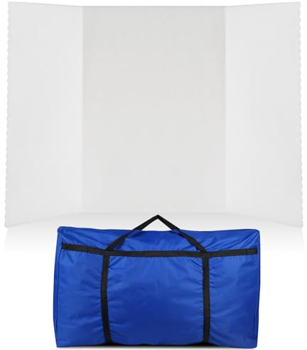 Paterr Tableau d'affichage à trois volets avec sac de rangement, tissu auto-agrippant, tableau de présentation pliable à 3 panneaux pour foire scientifique et expositions (blanc, 183 x 91,4 cm)