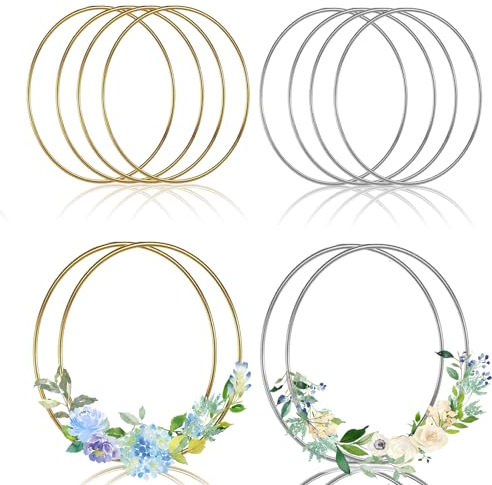 Zeuwets Metallringe zum Basteln,12 Stück Deko Ringe zum Aufhängen 10cm/12cm, Handwerkliche Metallring für Traumfänger DIY Floral Hoop, Traumfänger Ringe Metall DIY Handwerk Hochzeitskranz