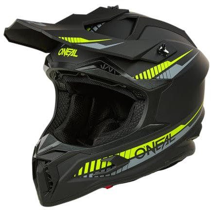 O'NEAL C-SRS Motocross Helm SOLID Schwarz/Neongelb (Größe S) – ECE 22.06 zertifiziert, robuste ABS-Schale, effizientes Belüftungssystem & herausnehmbares, waschbares Innenfutter