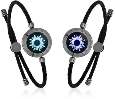 TOTWOO Pulseras Inteligentes de Pareja, Toque, Vibración e Iluminación a Distancia, Emparejamiento Bluetooth Uno a Uno por App, Regalo para Parejas a Distancia, Acero Inoxidable 316