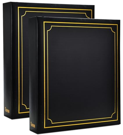 Arpan A4 Certificate 3-Ring Binder Slip In 100 Pocket Padded Photo Album Organiser (Black - Pack of 2)