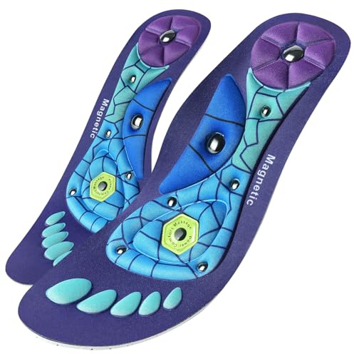 OSDUE Semelles Magnétiques de Massage, Semelles Orthopédiques d'acupression pour Acupression des Pieds Plats Anti-fatigue pour Hommes et Femmes, Bleu M (EU-40-43)