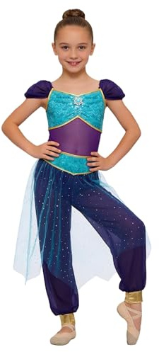 Mufeng Arabiska prinsessan flickor kostym paljetter mage dans jumpsuit i tyll kostym halloween saga blå 15–16 år
