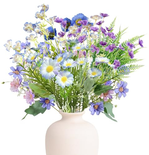PANYI 6 Konstgjorda blombuketter buketter konstgjorda blommor bukett konstgjorda blommor lämpliga för inomhus och utomhus balkong trädgård fönster kontor heminredning