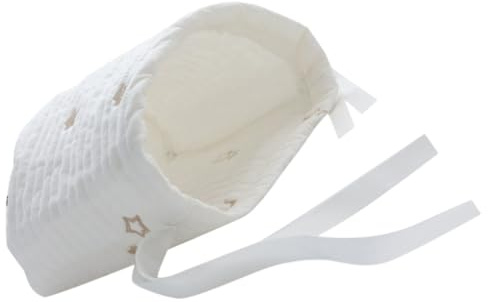 NOLITOY Paquet de Rangement Suspendu pour Bébé Organisateur de Berceau pour Bébé Blanc Coton Rangement des Couches Jouets et Mouchoirs Fixation Facile