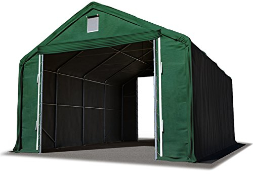 TOOLPORT Lagerzelt 6x12 m/Seitenhöhe 3m Zelthalle Industriezelt feuersichere PRIMEtex PVC Plane 2300 N dunkelgrün