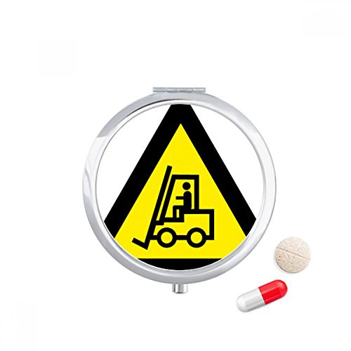 DIYthinker Warning Symbol Yellow Black Forklifts Triangle Travel Pocket Pill case Medicine Drug Storage Box Dispenser Mirror Gift