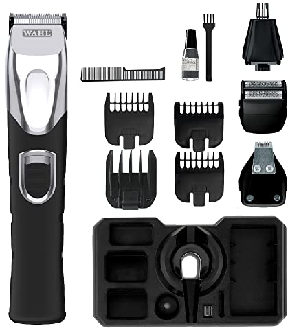 Wahl Father's Day Gift, Gifts for Dad, Precision 4-in-1 Hair Trimmer, Beard and Stubble Trimmers for Men, Men’s Ear and Nose Hair Trimmer, Male Grooming Set, Washable Heads, Cordless, Beard Care Kit
