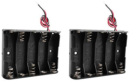 HALJIA 2 st 7,5 V AA 5 x 1,5 V plastbatterihållare fodral batterilåda med ledningar