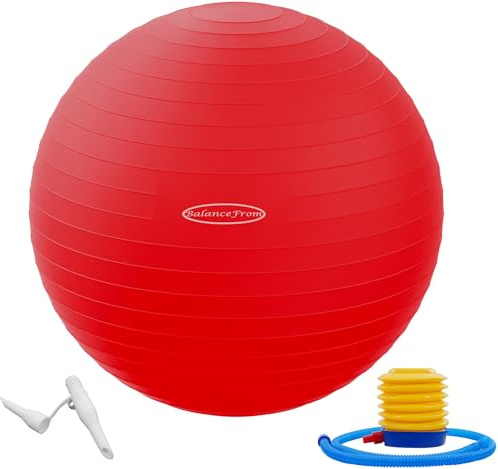 Fitvids anti-bristande och halkfri träningsboll yogaboll fitnessboll förlossningsboll med snabb pump, 0,9 kg kapacitet, flera färger och storlekar.
