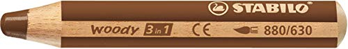 STABILO® Farbstift woody 3 in 1, Minen-Ø: 10 mm, Schreibfarbe: braun (5 Stück), Sie erhalten 1 Packung á 5 Stück