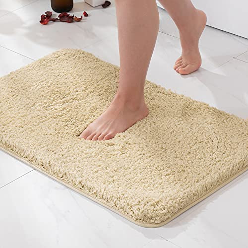 MIULEE Badematte Weiche Badteppich rutschfest Badvorleger Fußmatte Badzimmermatte Bettvorleger Flauschig Teppich Badezimmerteppich Duschmatte für Bade & Wohnzimmer Schlafzimmer 40x60 cm Beige
