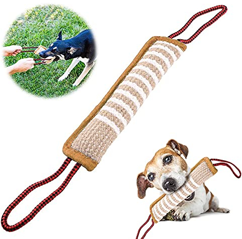 XiXiRan Jute-Beisswurst, Jute Beisswurst Hund, Jute Beisswurst mit 2 Griff, Jute Beisswurst Tauziehen und Zerrspiele mit Hund, Sehr Robustes Hundespielzeug, für Hundetraining/Interaktive Spiele