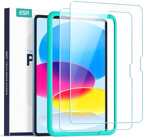 ESR 2 Pack Screen Protector for iPad A16 11th/10th Generation (11 Inch/10.9, 2025/2022), 9H Tempered Glass Film Guard with Alignment Frame, Anti-Scratch, Bubble Free, HD Clarity, Apple Pencil Support