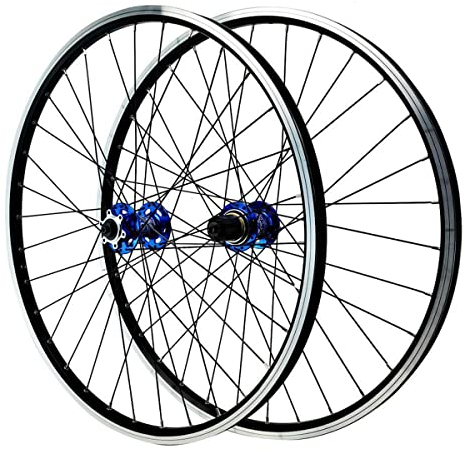 Mountainbike Laufradsatz 26 Zoll Scheibenbremse Felgenbremse MTB Schnellspanner Laufradsatz Doppelwandige abgedichtete Lagerkassette 7 8 9 10 11 Geschwindigkeit 32 Speichen 6 Sperrklinken ( Color : Bl