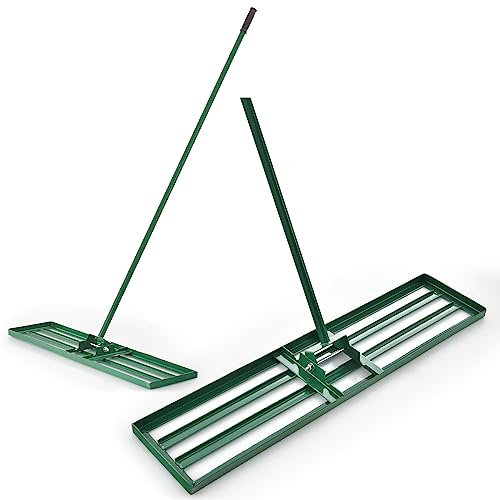 COSTWAY Lawn Leveling Rake, 30”/36”/42” x 10” Lawn Leveler with 77” Ergonomic Handle, Heavy Duty Landscape Rake Soil Leveling Tool for Garden, Golf Course and Farm (36” x 10”/91 x 25cm)