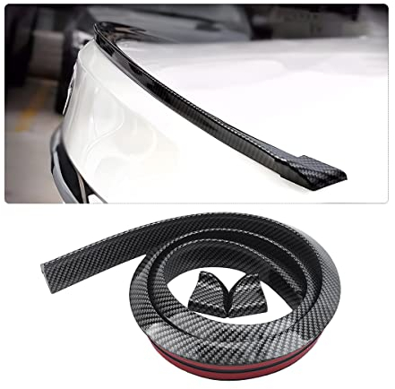 JNNJ Carbon Fiber Soft Rubber Car Rear Roof Trunk Spoilers Wing Lip Sticker, Waterproof Rubber Car Rear Spoiler, Rear Spoiler Carbon Fibre, Rears Trunk Lid Spoiler for Cars Trucks SUV(Carbon-Fibre)