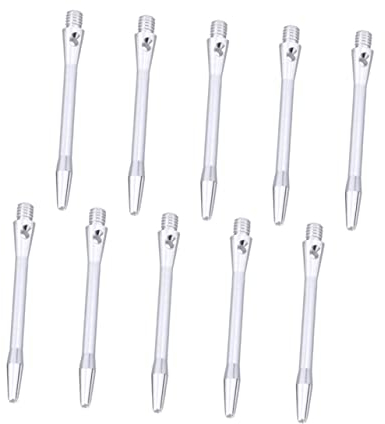 DIKACA 10Stücke Aluminiumlegierung Schäfte Metallstangen für Dartpfeile mit Standard Gewinde Silber Professionelles Zubehör für Wurfspiele
