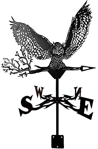 ANCNA-U Roofs Decor Weather Vane Owl Weathervane,Metal Animal Weathervane, Iron Art Garden Ornaments Outdoor, Wind Vane for House Garage Cupola Barn or Pavilion