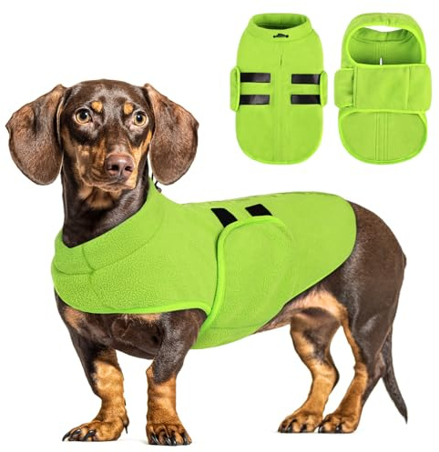 PUZAUKAL Suéter para Perro Pequeño Jersey Perro Suaves de Vellón Chaqueta de Chaleco para Perros con Arnés Suéter Cálido para Perro Mediano Grande Verde(XS)