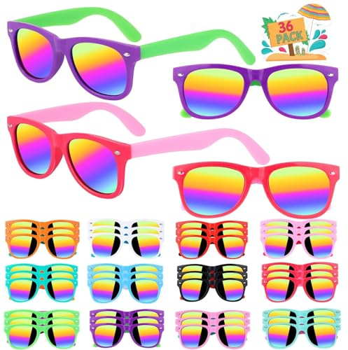 Gifts2U 36-pack barn solglasögon neon party solglasögon med UV400-skydd för barn festgåvor till födelsedag, strandpool, påskgåvor