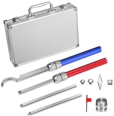 ENERHUB 17-teiliges Set Drechseleisen, Drechselwerkzeug Satz, Hartmetall Holzdrehwerkzeug, Mit Rutschfestem Schnellverschlussgriff Und Ausziehbarer Stange Schwanenhals/Quadratischer Hals/Diamant/Rund