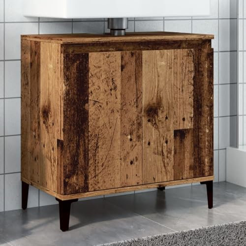 Eleganz Armario para lavabo con aspecto de madera envejecida, 58 x 33 x 60 cm, material de madera, aspecto rústico para muebles de baño