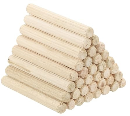 PATIKIL 5 x 50 mm (3/16 x 2 tum) träplugg set, 60-pack räfflade trästift pluggar trä raka spårstänger för möbler dörr konsthantverk projekt