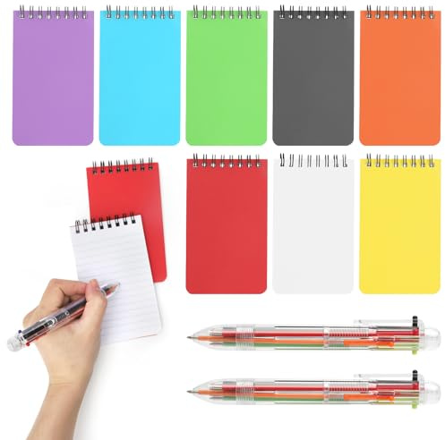 8 unidades Bloc de notas en espiral, multicolor mini blocs de notas A7 | a rayas, con espiral, para notas, oficina, escuela, hogar