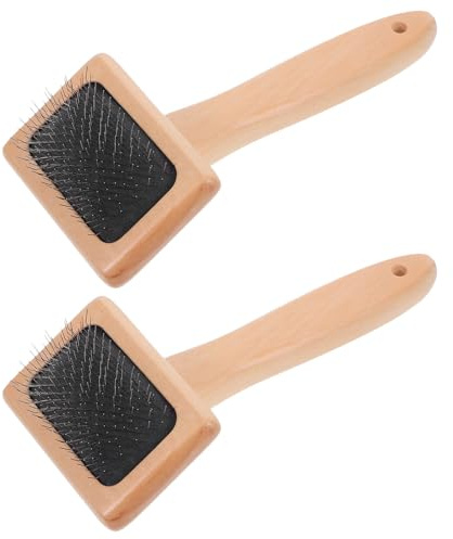 ULDIGI 2 Pezzi Spazzola per cardare in feltro di lana Pennello per infeltrimento spazzola di lana di legno Beige