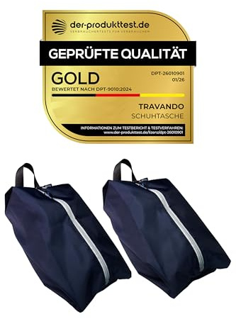 TRAVANDO Set de 2 Bolsas para Zapatos – Bolsas Impermeables para Zapatos de Viaje, Maleta, Equipaje – Bolsa para Zapatos Resistente a la Suciedad, Ideal para Viajes, Vacaciones (Azul)