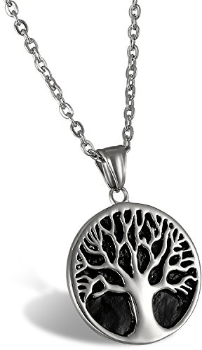 OIDEA Collar Militar de Hombre Acero Inoxidable Colgante Personalizado Árbol de Vida Vintage Joyería con Cadena Regalo Original de Amor, Plata
