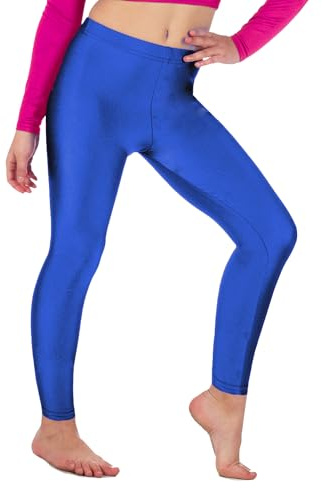 Re Tech UK Leggings Fino alla caviglila Elasticizzati - colorazioni Fluo - Ragazza/Bambina - 7-8 Anni - Blu Oltremare