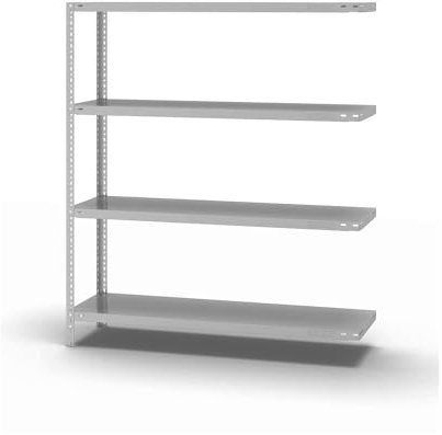 eurokraft | Schraubregal | Bauart leicht | kunststoffbeschichtet | Regalhöhe 1500 mm | Bodenbreite 1300 mm | Tiefe 400 mm | Anbauregal