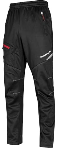 ROCKBROS Pantalon Polaire Cycliste d'hiver Homme Femme Thermique Coupe Vent Imperméable Noir pour Vélo VTT