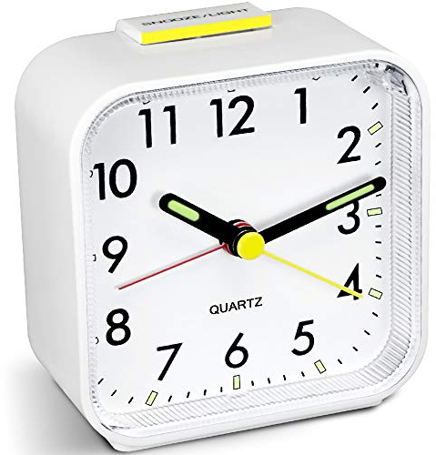 HOPSEM Silent Alarm Clock Battery Powered Non Ticking Bedside Clocks Large Display Basic Bedroom Clock Snooze Night Light Function Easy to Read Operate