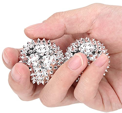 Sonew Magnetic Spiky Massage Ball, Spiky Sensory Fidget Balls, Massage Tools for Stress Relief or Massage (Silver)