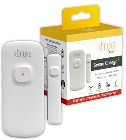 Konyks Senso Charge 2 Détecteur d'ouverture Wi-FI - Batterie Rechargeable, autonomie jusqu'a 1 an, Notifications sur Smartphone, automatisations faciles, Compatible Alexa & Google Home