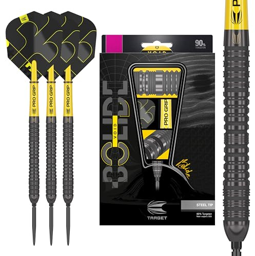 Target Darts Bolide Void 90% Tungsten Dart Set, Steel Tip Swiss Point Darts | Barrel 04, 25G | Professional Darts Sets, Black Darts, Swiss Point Tool Included