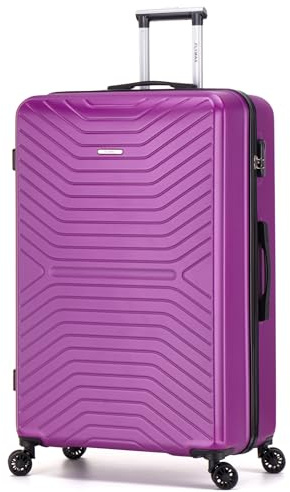 FLYMAX XL 32 Extra Large 4 Wheel Suitcases Spinner Lightweight Luggage ABS Travel Cases Purple 125 Litre + 3 Digit Combination Lock