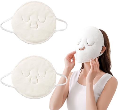 SGERUFZ 2 Pcs Toalla de Compresa Caliente Reutilizable para Spa Mascarilla Facial de Calentamiento y Enfriamiento Vapor Facial para Relajación y Migrañas