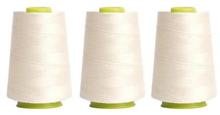 3 Bobinas Grandes Hilo de Coser de poliéster Todo propósito 40S/2 para Coser, acolchar, Patchwork, remalladora y overlock,manualidades de costura,5000YRDS (CRUDO)
