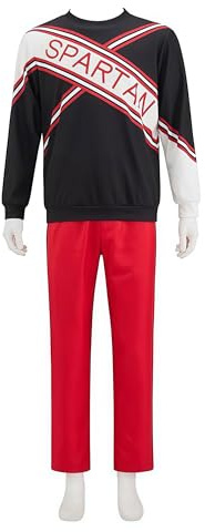Vmyainrt Spartan Cheerleader Costume Men Sweatshirt Pants Outfit Adults Spartan Cheerleading Uniform for Halloween (Black, Small)